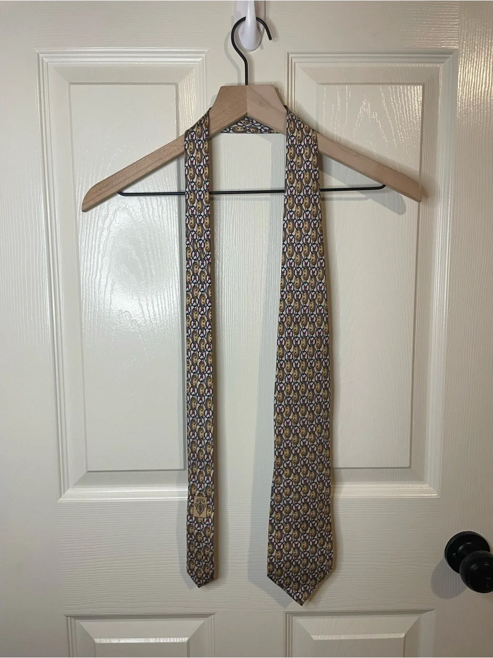 Gucci Designer Vintage Gold Link Chain Silk Neckwear Tie Nautical Baroque Style